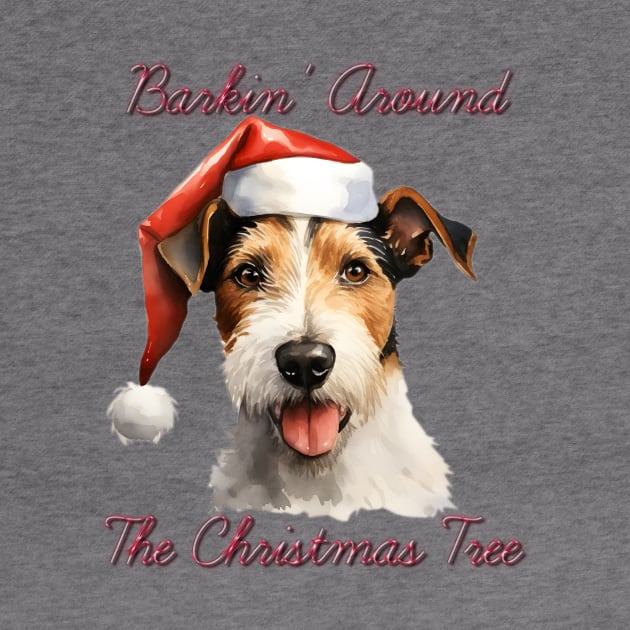 Christmas Fox Terrier Dog in Santa Hat by Pawsitive Curios